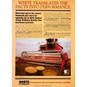 White Farm Kwik Cut Soybean Motor Harvest Boss Combine Farming Machine 