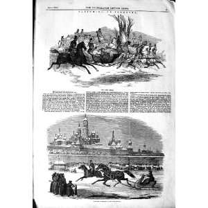  1850 SLEDGING MOSCOW SLEIGHING RUSSIA HORSES WINTER