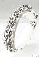 CHUNKY CHARM BRACELET   Sterling Silver 44.5g 7 Double Cable Chain 