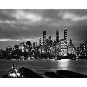 Skyline at Night, New York City by unknown. Size 22.00 X 