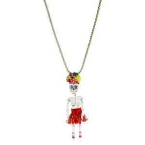  Betsey Johnson Rio Skull Girl Pendant Necklace: Jewelry