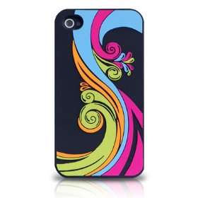 Apple iPhone 4 Blue with Rainbow Color Waves Surfers Fantasy Design 
