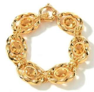 Technibond REAL Oval Citrine Gemstone Bracelet 14K Yellow Gold Clad 