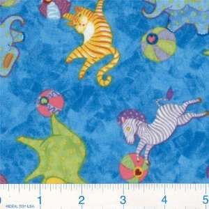  45 Wide Flannel Razzle Dazzle Animals Blue Fabric By The 