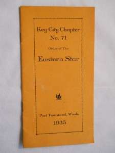 1935 PORT TOWNSEND EASTERN STAR KEY CITY CHAPTER #71  