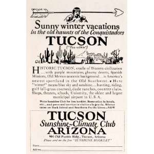  1930 Ad Tucson Arizona Tourism Winter Vacation Recreation 