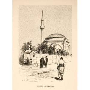  1893 Wood Engraving Mosque Turkish Architecture Islam 