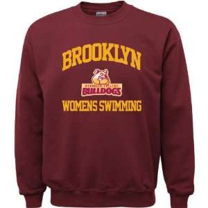 Brooklyn College Bulldogs Maroon Youth Womens Swimming Arch Crewneck 