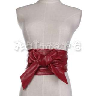 PU leather wrap Corset Cinch Waist Wide Belt Band Bow  