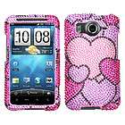 Cloudy Hearts Bling Hard Case Cover for HTC Inspire 4G