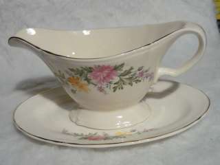 Edwin Knowles Semi Vitreous China Floral Gravy Boat and Oval Tray 47 