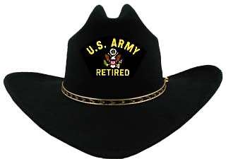 US ARMY, RETIRED,HARD QUALITY FELT COWBOY HAT,S/M  