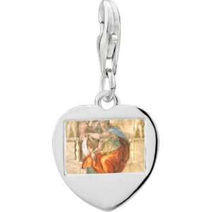   Silver Michelangelos Art Delphic Sibyl Photo Heart Frame Charm