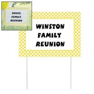  Personalized Yellow Gingham Yard Sign   Party Decorations 