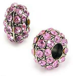   Pink Stones European Bead Charm, Pandora Bead & Bracelet Compatible