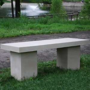   ft. Modern Concrete Stone Bench with Square Legs: Patio, Lawn & Garden