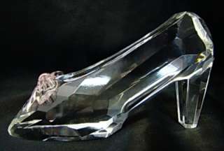New Glass Crystal High Heel Slipper Figurine with Pink Bow  