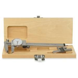 Shockproof Dial Calipers & Depth Attachment Combo with Wooden Case 6 