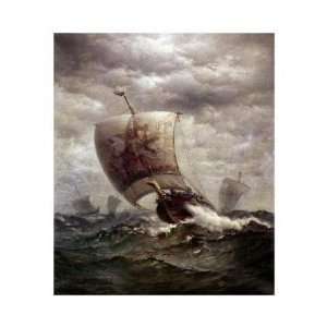  James Gale Tyler   Viking Ships At Sea Giclee