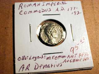 Roman Imperial,Commodus A.D. 177 192,AR Denarius.GradeVery Fine+.