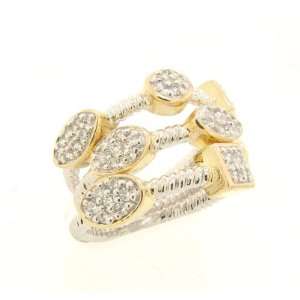    Sterling Silver Triple Band CZ Vermeil Ring Set (7) Jewelry