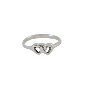  Sterling Silver Linked Hearts Ring Size 4: Jewelry