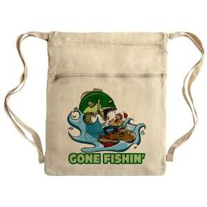  Messenger Bag Sack Pack Khaki Gone Fishin Fisherman 
