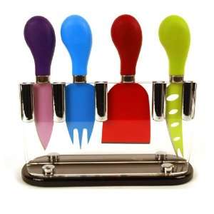   Cheese Knife Set with Stand  High Grade Sheffield Steel / Non Stick