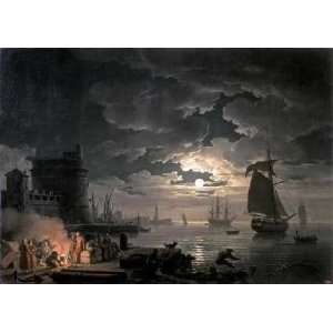  Harbor of Palermo by Claude Joseph Vernet. Size 16.00 X 11 