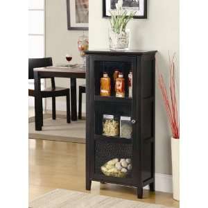  Storage Cabinet with Glass doors in Black Finish