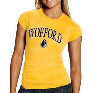  Wofford Terriers Ladies Gold Arch Graphic Skinny T shirt 