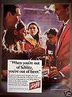 1968 Ad Schlitz Beer Man Drinking 6 Pack of Cans  