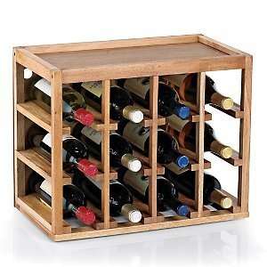  12 Bottle Cube Stack Wine Rack  Natural Finish Kitchen 
