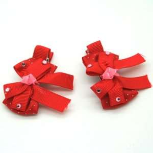   Red / Baby/ Toddler /Girl Bow Shaped Hair Clip (4125 3) Toys & Games