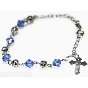   Rosary Bracelet Blue Crystal Swarovski Beads Arts, Crafts & Sewing