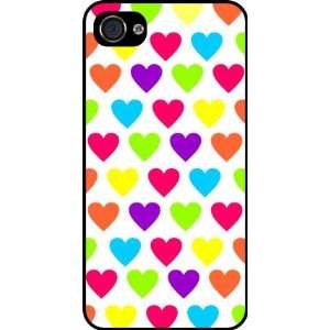 : Rikki KnightTM Rainbow Candy Hearts Black Hard Case Cover for Apple 