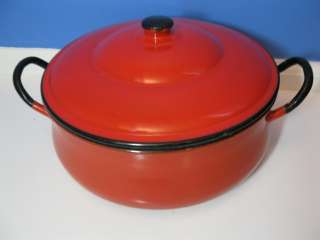   /Black Enamelware Enamel Large Cooking Pot Metal w/Handles/Lid  