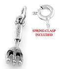 SILVER 3D GARDENING FORK CHARM WITH SPRING RING CLASP