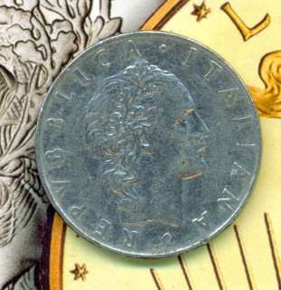1955 L.50 R Lire Republica Italiana Italy Italia Coin  
