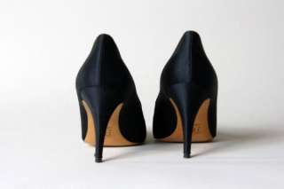 Vintage 80s Black Satin YSL Yves Saint Lauren Heels Italy Leather Sole 