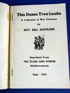 Vintage 1945 Bill Mauldin WWII Cartoons   This Damn Tree Leaks  