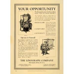  1922 Ad Linograph Co. Machinery Equipment Davenport 