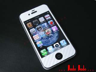 White Carbon Fiber Full Body Wrap Skin Sticker for iPhone 4S #K  