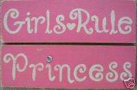 GIRLS RULE for PRINCESS Sign Girly Chic Bedroom Decor  