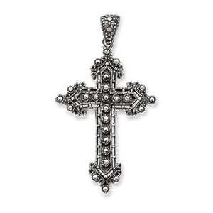  Sterling Silver Marcasite Cross Pendant   JewelryWeb 