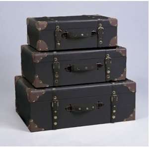    Set of Three Decorative Storage Suitcase Trunks