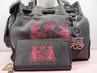 Juicy Couture Tophat Gray Scottie Bling Daydreamer Bag Keyfob + Wallet 