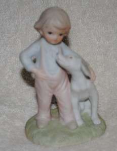 Lefton figurine, boy with dog, excellent  
