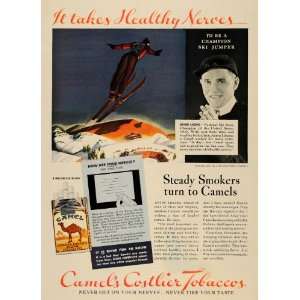 1934 Ad Ski Anton Lekand Jump Camel Cigarettes Tobacco   Original 