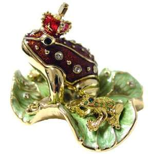   On Lotus Leaf Enameled Bejeweled Crystal Trinket Box: Home & Kitchen